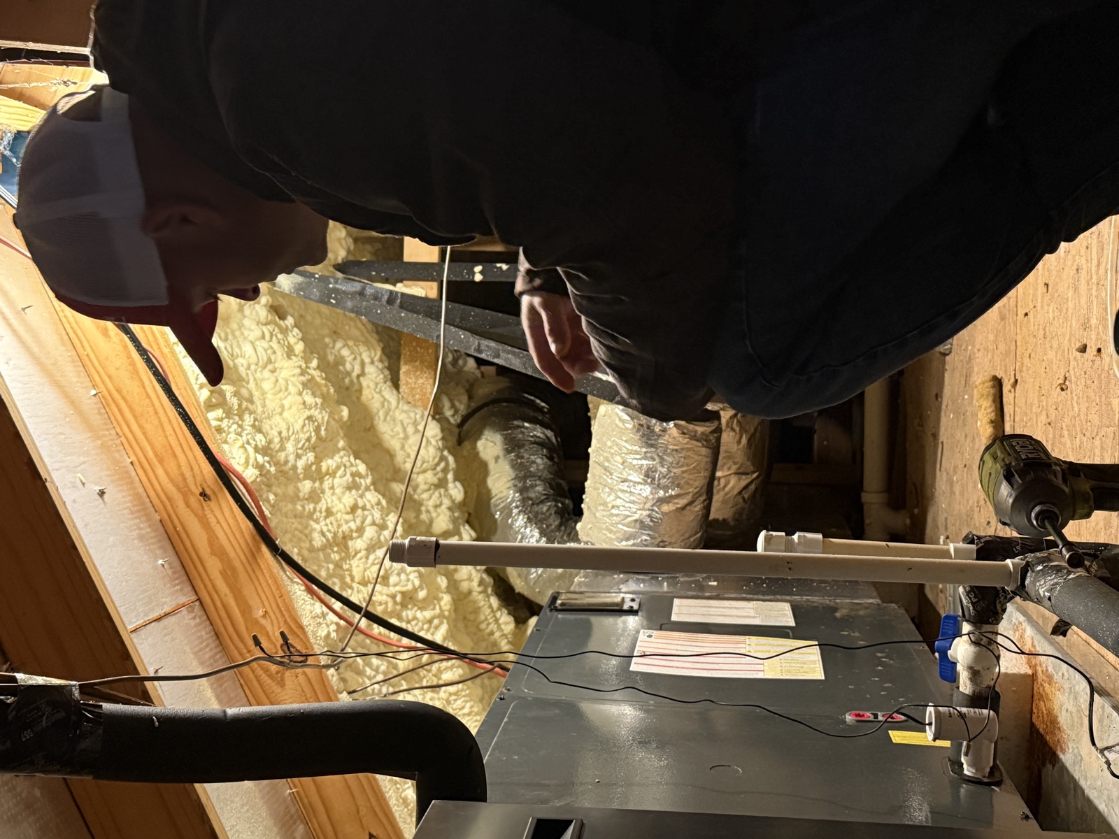 HVAC installation in attic